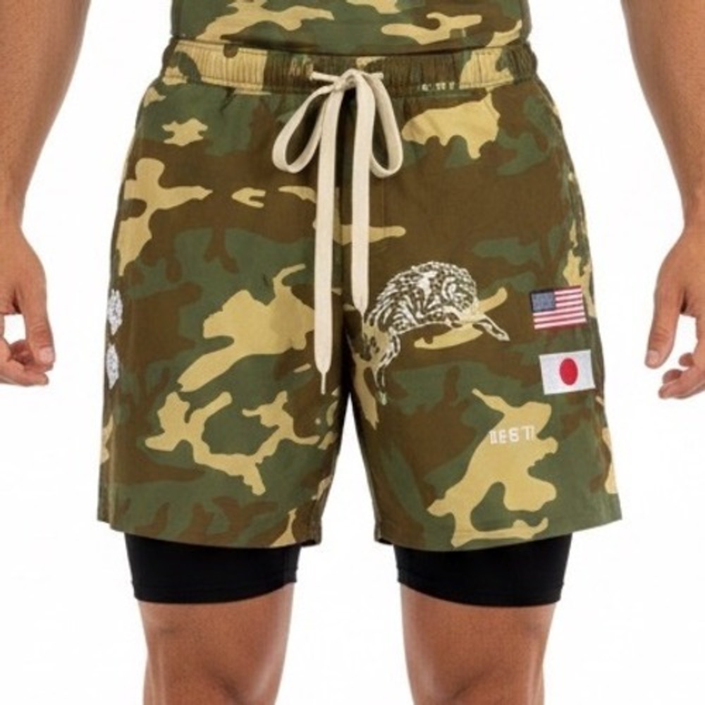 Darc Sport Camo Biker Shorts Medium Limited Edition Flags Workout Athletic